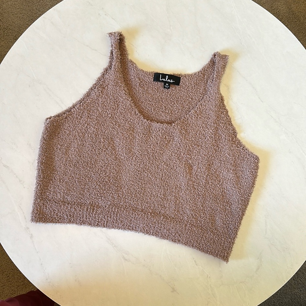 Lulus Cropped Tank - sweater material in mauve